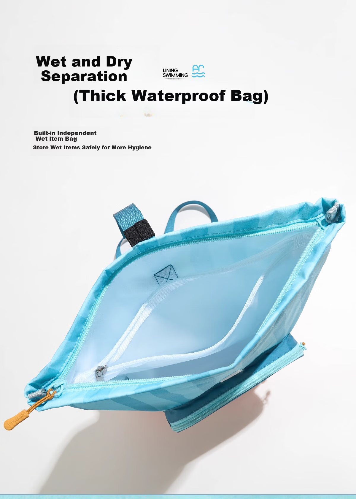 LI-NING Kids Swimming Storage Bag Waterproof Dry and Wet Separation Backpack Boys Girls Swimwear Sports Bag 3