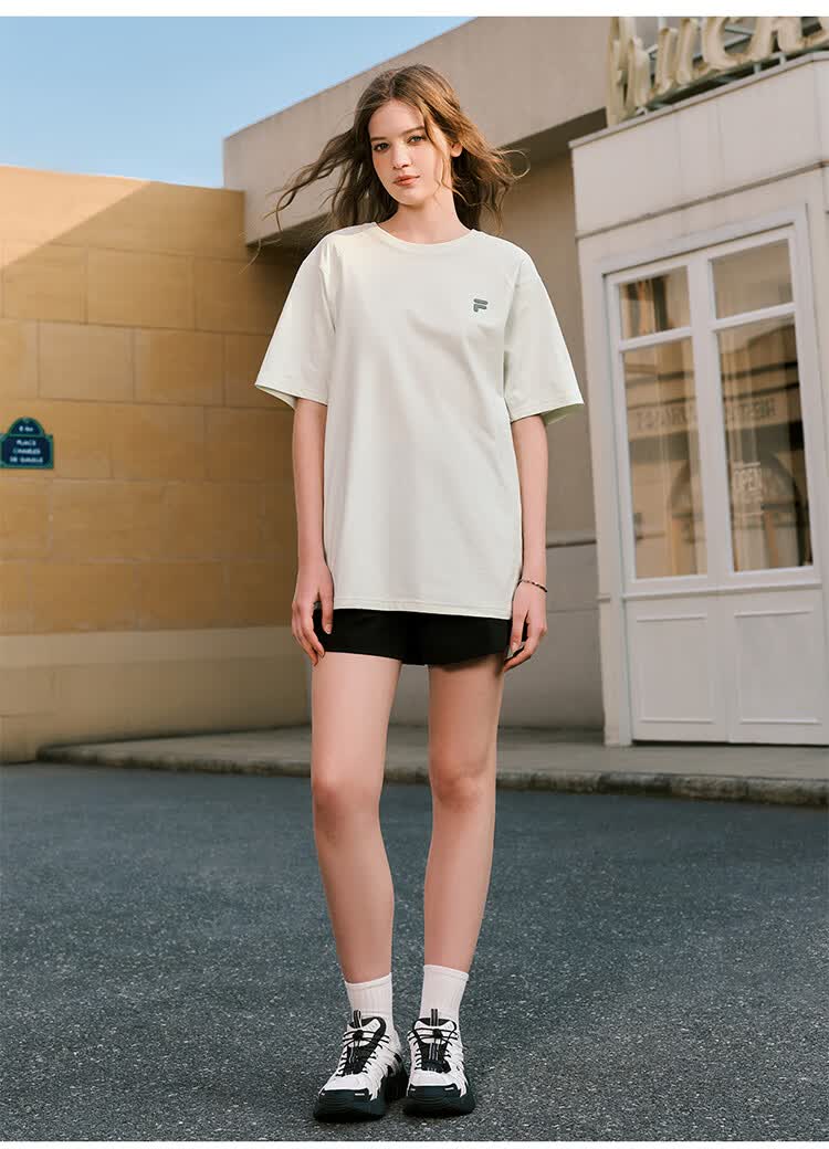 FILA Official Trendy Couple Knitted Dopamine Short Sleeve T-Shirt 26 Summer Quick-Dry Sports Tee 41