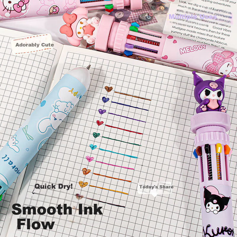 Youth Companion Retractable 3-in-1 Multicolor Gel Pen, 0.5mm Quick-Dry Non-Slip Silicone Ballpoint Pen for Students, Note-Taking, Marking, and Journaling, 4-Pack 9