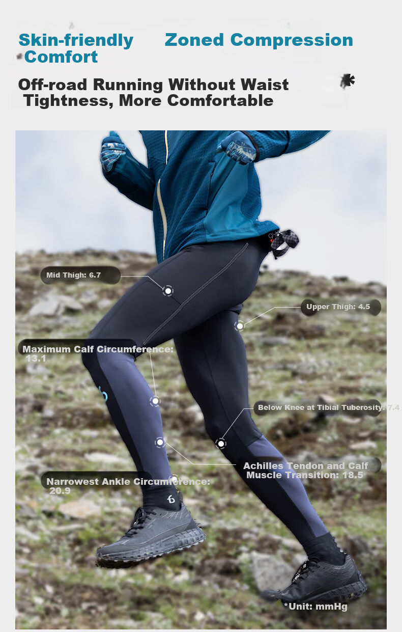 Feibit [Off-Road Long Pants] Men's Compression Tight Quick-Dry Marathon Trail Running Hiking Pole Pants Classic Black L 5