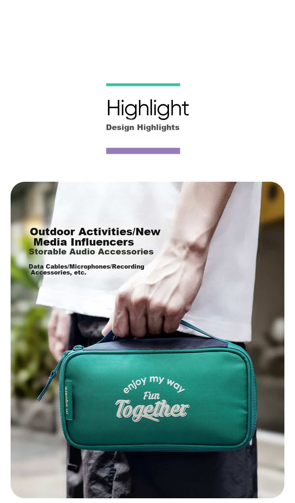 M Square Multifunctional Digital Bag Large Capacity Storage Cable Earphone Camera Organizer Portable Travel Bag Secret Green 2