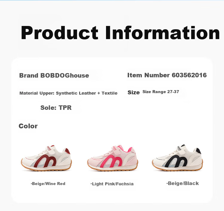 BOBDOG House Girls' Summer Breathable Mesh Sneakers Casual Kids' Sports Running Shoes 603562016 Light Pink/Fuchsia Size 29 1