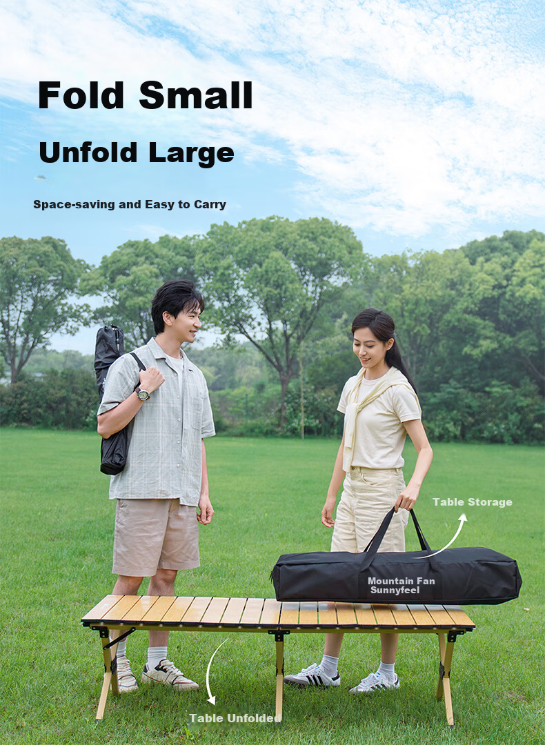 Shanfei Pingya Egg Roll Table Outdoor Folding Chair and Table Camping Table Stable Lightweight Portable Picnic Gear 7
