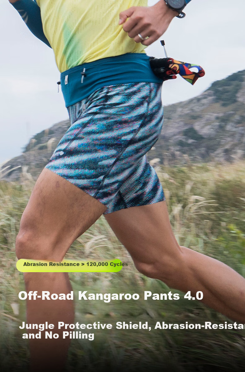 Feibit [Off-Road Kangaroo Pants 4.0] Men's Waist Bag Quick-Dry Pants Hiking Mountaineering Outdoor Training Clothes Flow Pattern XL 1