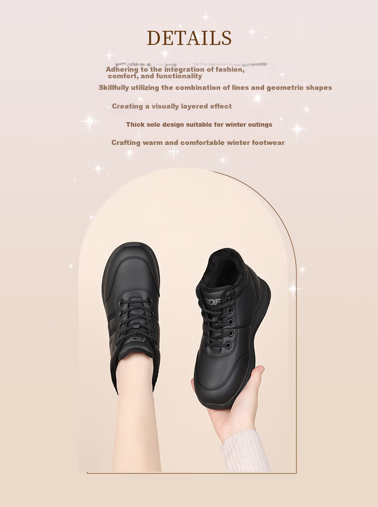 Red Dragonfly Women's Dad Sneakers Autumn Winter Fleece Lined Height Increasing Running Shoes Outdoor Thick Sole Lightweight Sports Shoes EXC451341 Black Size 37 3
