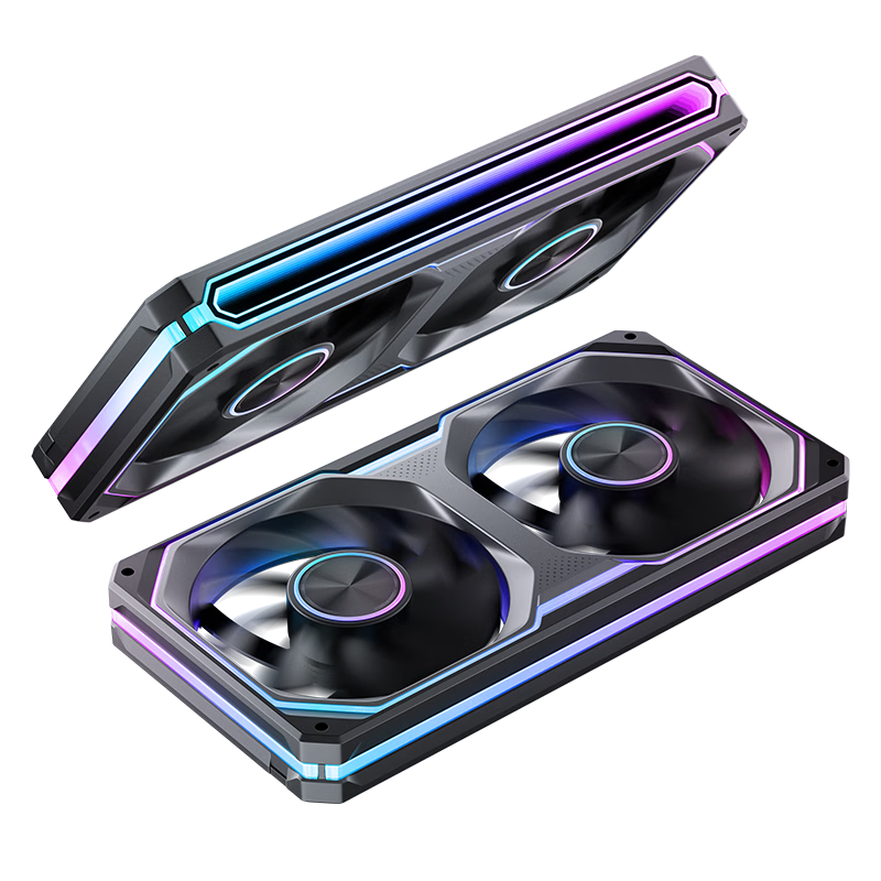 JONSBO XA-240B Shadow Blade Black 12CM x2 Case Fans (Dual Frame Lighting/Color Block Design/2-in-1/ARGB Sync/PWM Male and Female Connectors)