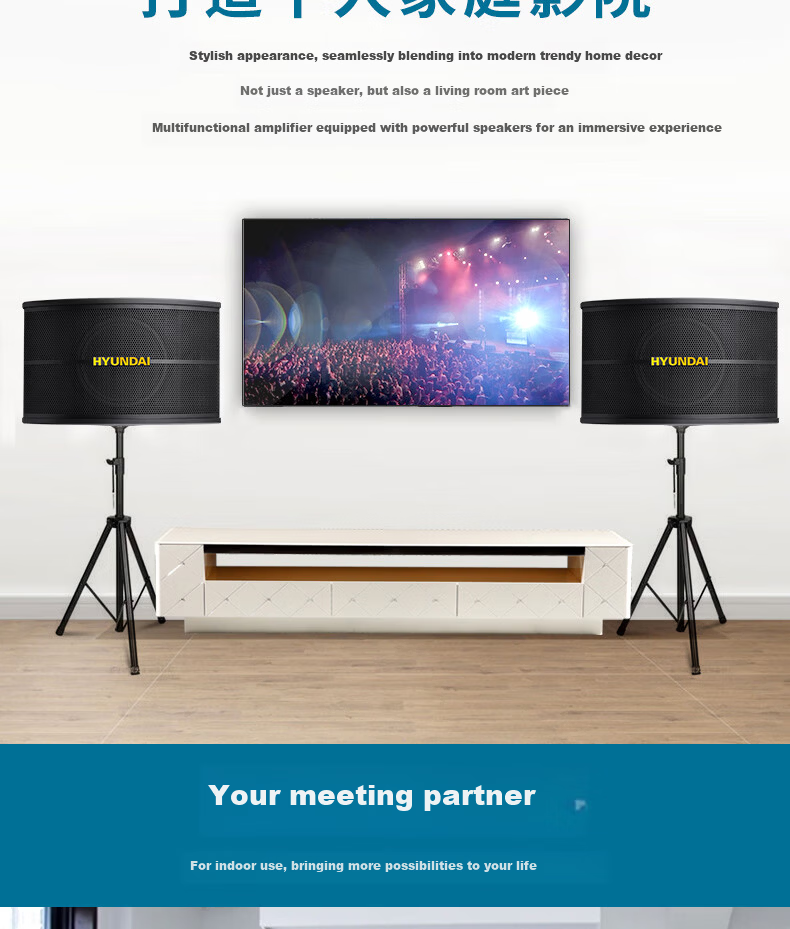 HYUNDAI Professional 10-Inch Card Holder Home Theater KTV Speaker Home Combo Professional Entertainment Karaoke Meeting Stage Equipment Vertical Speaker 4
