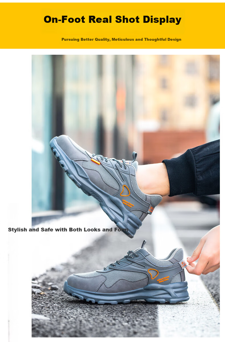 Pinzhide Men's Labor Protection Shoes Metal-Free Plastic Steel Toe Anti-Smash Anti-Puncture Safety Shoes Electrician Insulated 6KV Breathable Non-Slip Work Shoes Gray Size 42 9