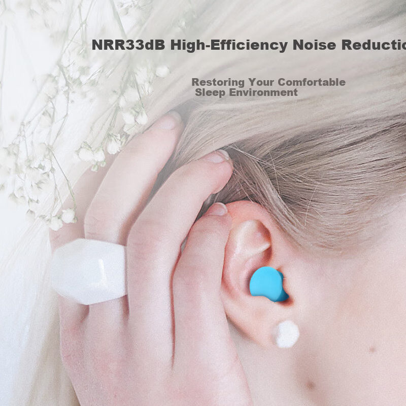 Mingdian Shangpin Earplugs 5 Pairs/Box Noise Reduction Anti-Noise Anti-Snoring Soundproof Sleep Study Work Comfortable Non-Damaging Portable Hygienic Blue 1 Box