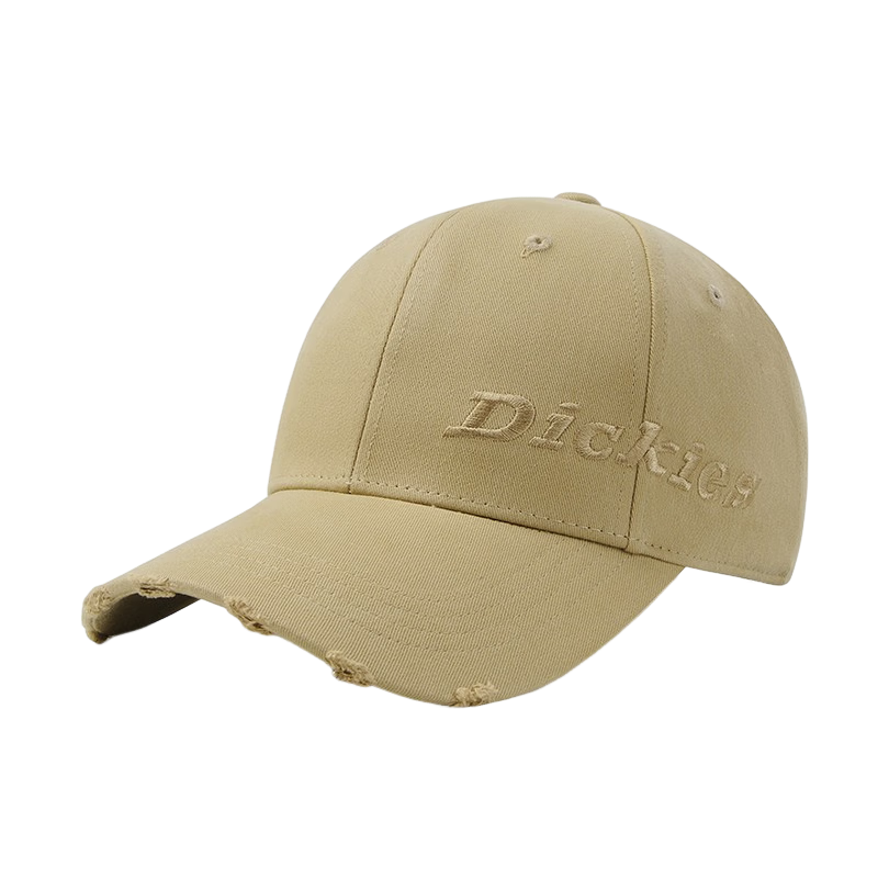 Dickies Distressed Hard Top Baseball Cap Unisex Long Brim Sun Protection Deep Fit Duckbill Hat Black