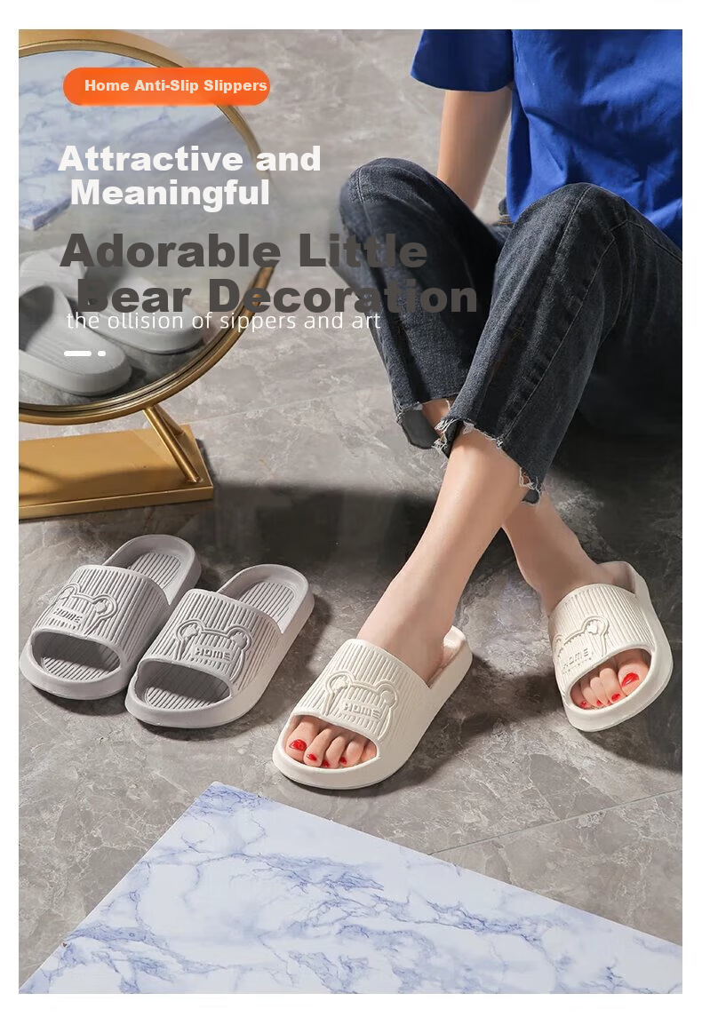 Qiumuxi Women's EVA Soft Sole Home Bathroom Shower Slippers Durable Casual Non-Slip Silent Couple Flip Flops 1