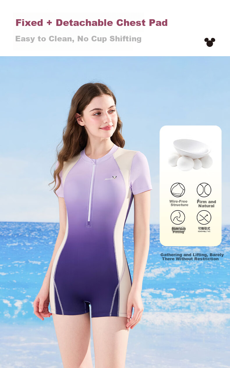 Disney Women's One-Piece Conservative Professional Racing Swimsuit D15198S2E Purple M 4