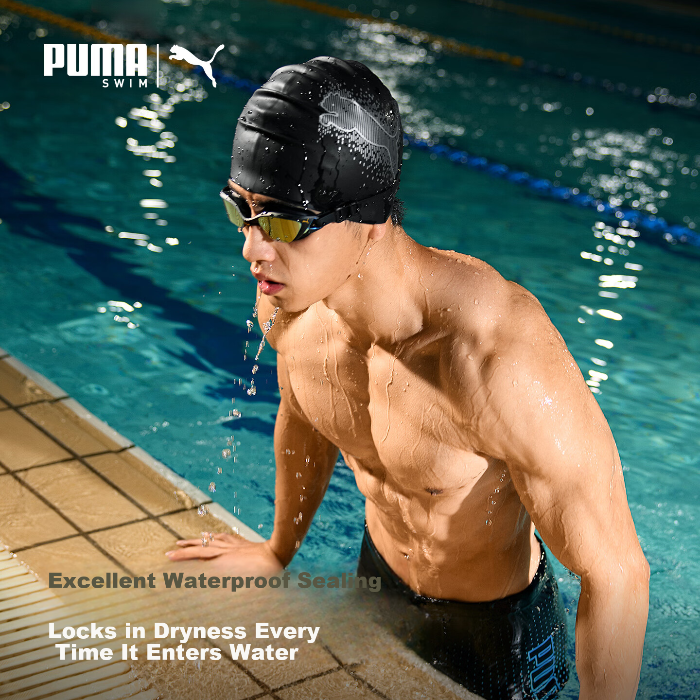 PUMA Silicone Swim Cap Professional Waterproof Non-Slip High Elasticity Comfortable Unisex Adult Training Swimming Cap Extra Large