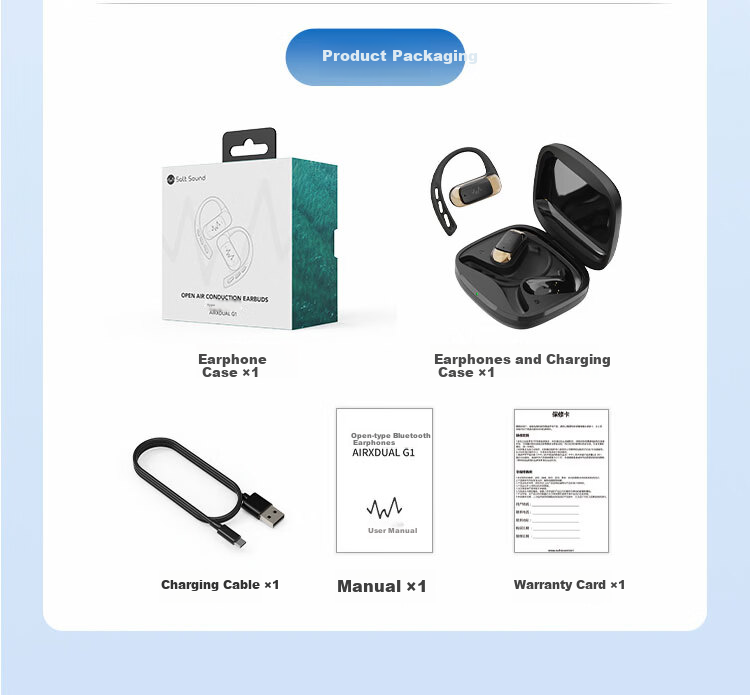 Salt Sound 2026 New Open-Ear Acoustic Bluetooth 6.0 Wireless Earphones Gray for Students Sports Long Battery Life Compatible with Apple Huawei 9
