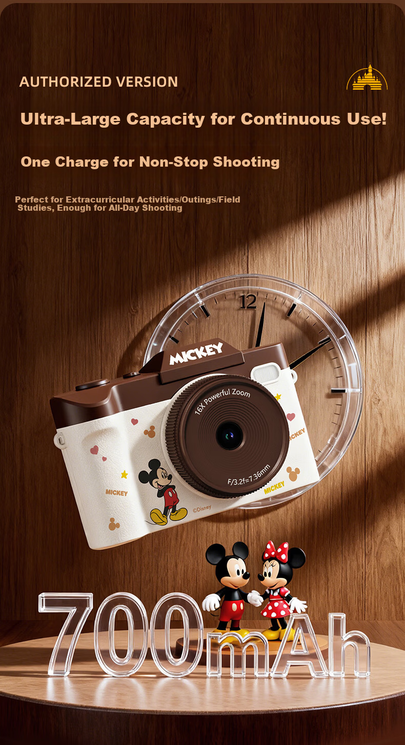 Disney Retro CCD Digital Camera with Flip Screen, Image Stabilization, Beauty Mode – Student Gift for Girlfriend's Birthday 520 22