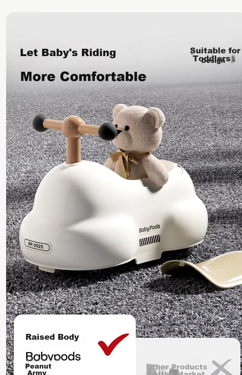 Babypods Peanut Ride-On Toddler Twisting Car 1-3 Years Old Scooter with Storage Baby Gourd Car Birthday First Year Gift 12