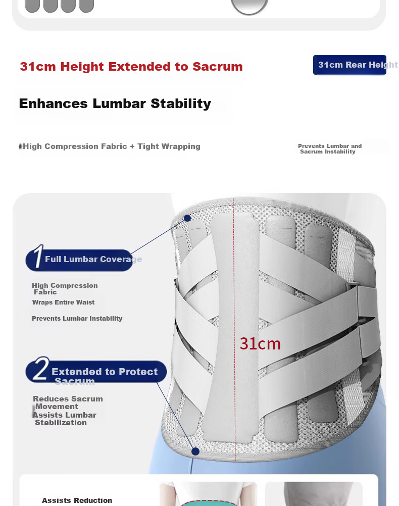 Bamaier Medical Lumbar Support Belt Herniated Disc Lumbar Spine Brace Widened Steel Plate Support for Lumbar Muscle Strain Postoperative Use 7