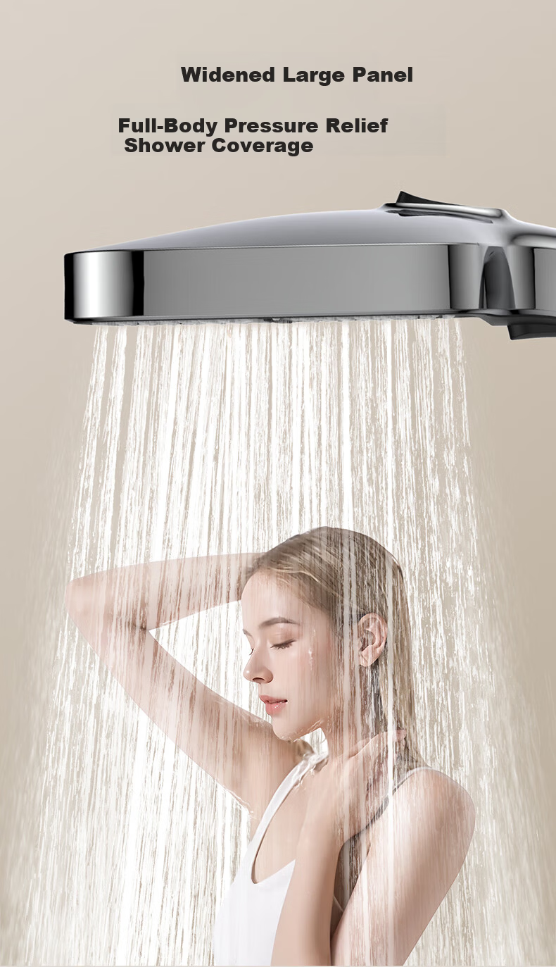 MICOE Shower Head Set High-Pressure Home Bathroom Waterfall Single Handheld Silicone Descaling Large Panel Rain Shower Head 5