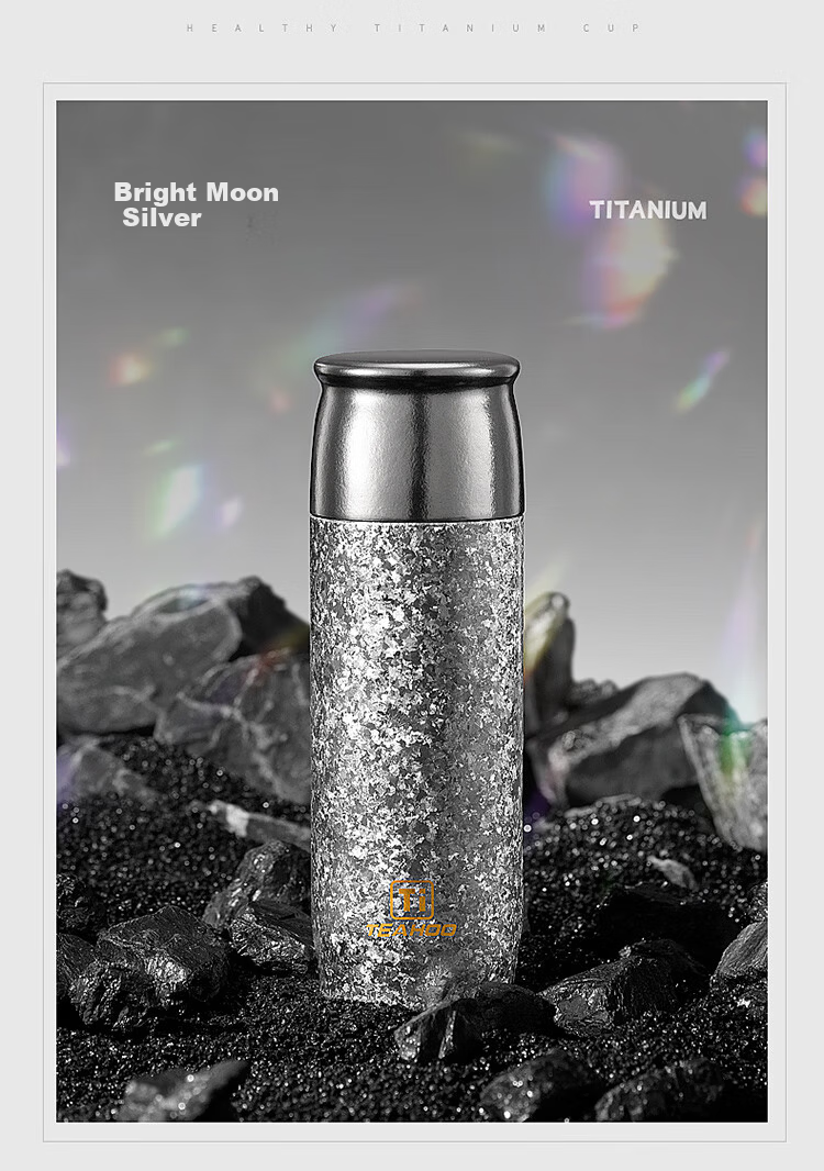 Qihu Pure Titanium Insulated High-End Tea Steeping Cup with Tea-Water Separation Outdoor Tea Brewing Gift Custom Glacier Blue 400ml 20