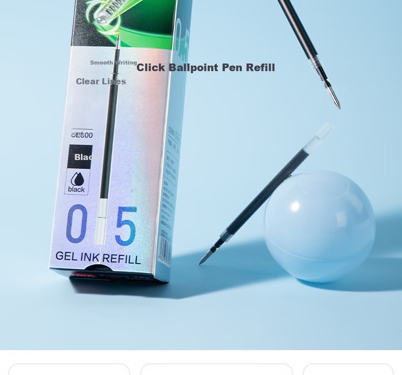 Deli 0.5 Smooth Retractable Gel Pen Refills for Students, Compatible with S01/S08/1008/K35 and G-5, Black Bullet Tip, 20 Pieces/Box SE800 2