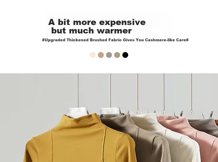 YUZHAOLIN Women's Slim Fit Half Turtleneck Fleece Lined Ribbed Base Layer Top White Autumn Winter 4