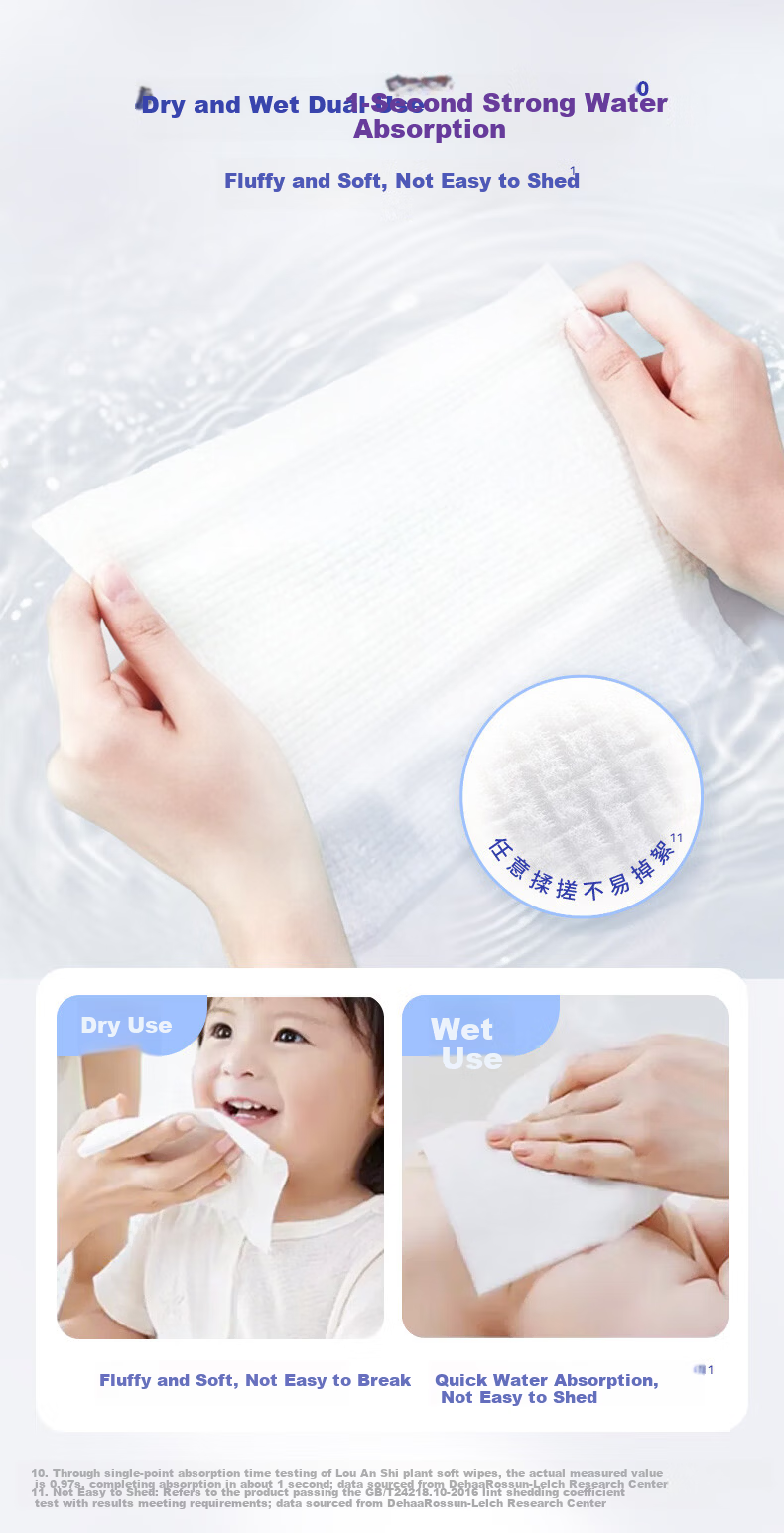 Lelch Plant Soft Towel Ultra Thick Disposable Cotton Soft Facial Towel Baby Cotton Soft Towel 60 Sheets*4 Packs 10
