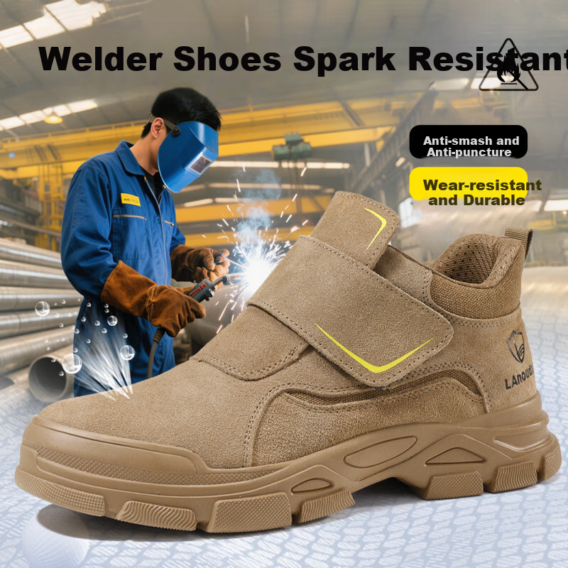 Blue Owl Shield Men's Breathable Welding Anti-Smash Toe Anti-Puncture Soft Sole Lightweight Work Shoes D229YW-1 Size 43