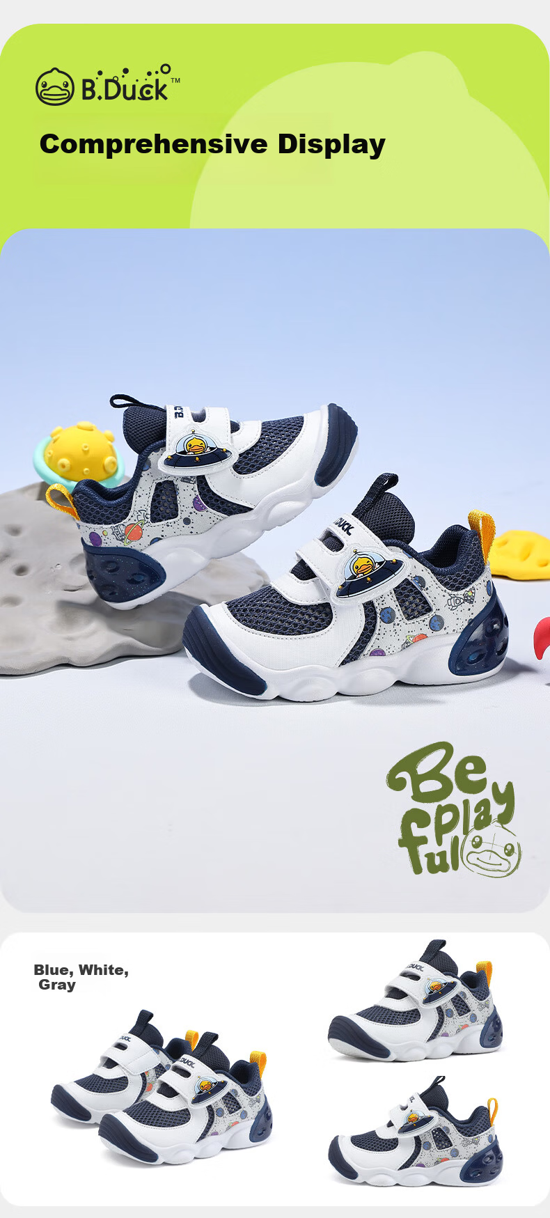 B.Duck Little Yellow Duck Kids Toddler Shoes 2026 Spring Double-Layer Mesh Breathable Sports Shoes Boys Girls Baby Shoes 9