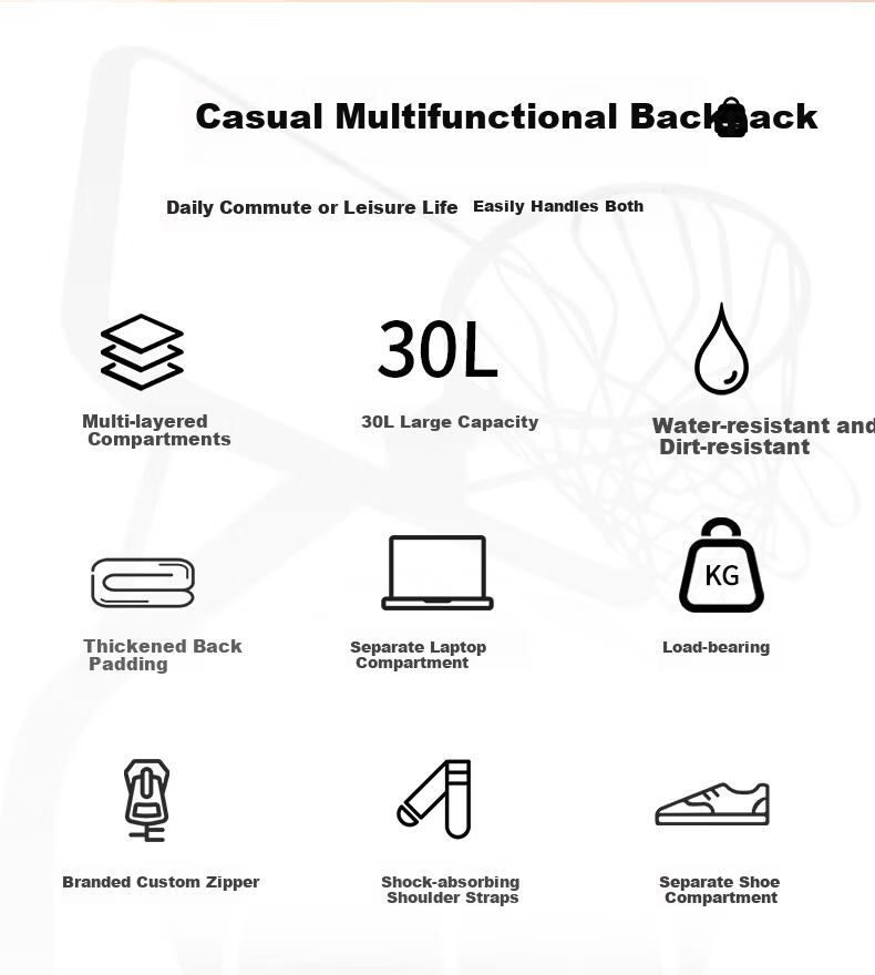 LI-NING Backpack Large Capacity Casual Travel Laptop Bag for Men Women Middle High School and College Students Sports Bag 2