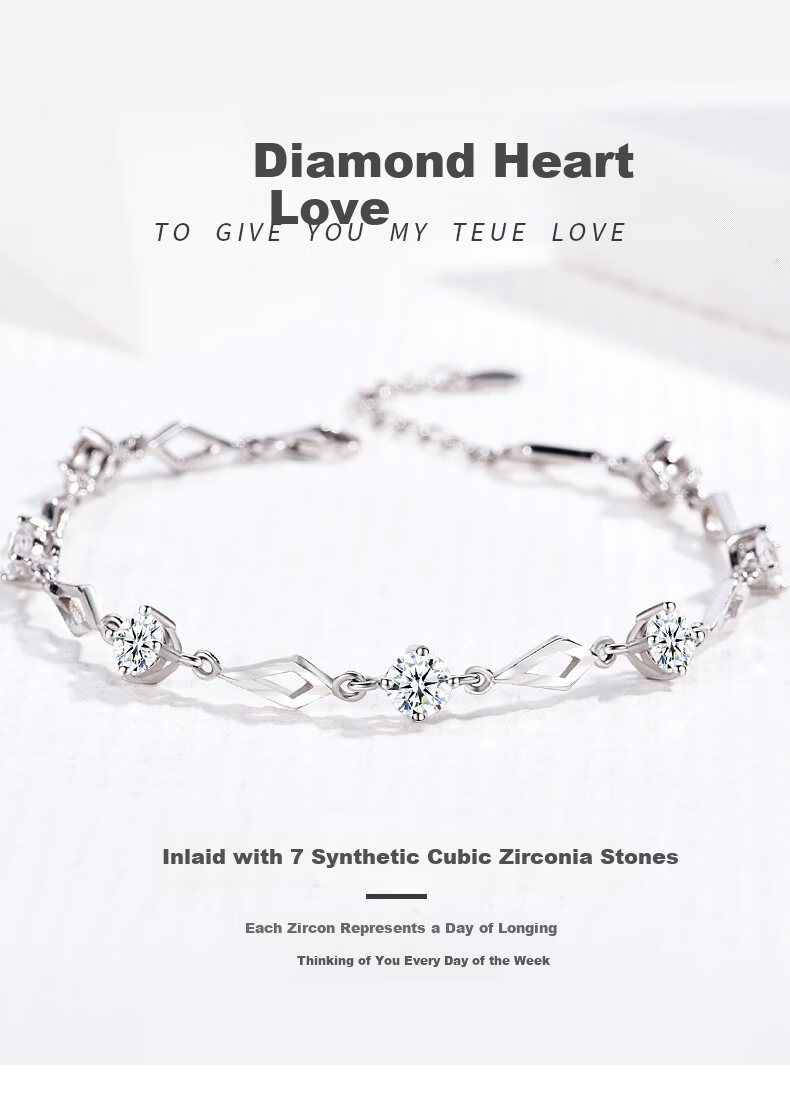 DiJing 999 Pure Silver Women's Faceted Love Bracelet High-End Bangle Jewelry Valentine's Day 520 Gift for Girlfriend 1