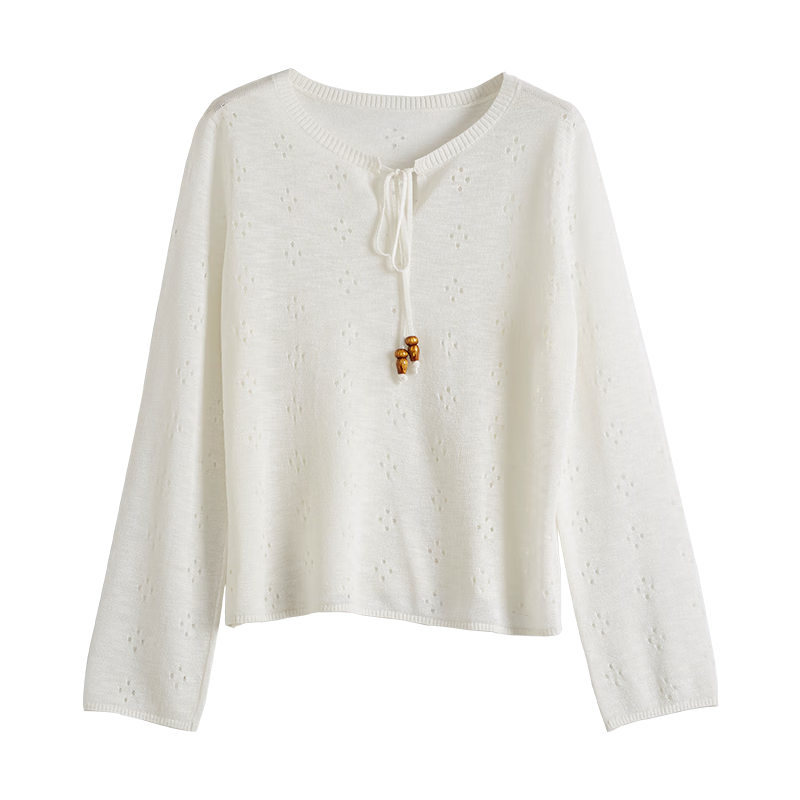Sllsky Boshi Style Tencel Hollow Knit Summer 2026 New Loose Tie Round Neck Sun Protection Cover-up