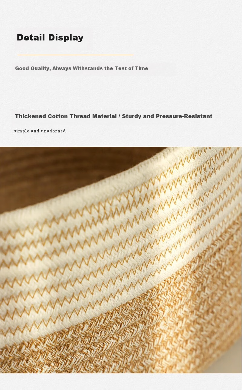 Yuanben Handmade Cotton Rope Woven Storage Basket for Bedside Cabinet, Multi-Purpose Organizer for Snacks, Toys, Clothes, Home Use 16