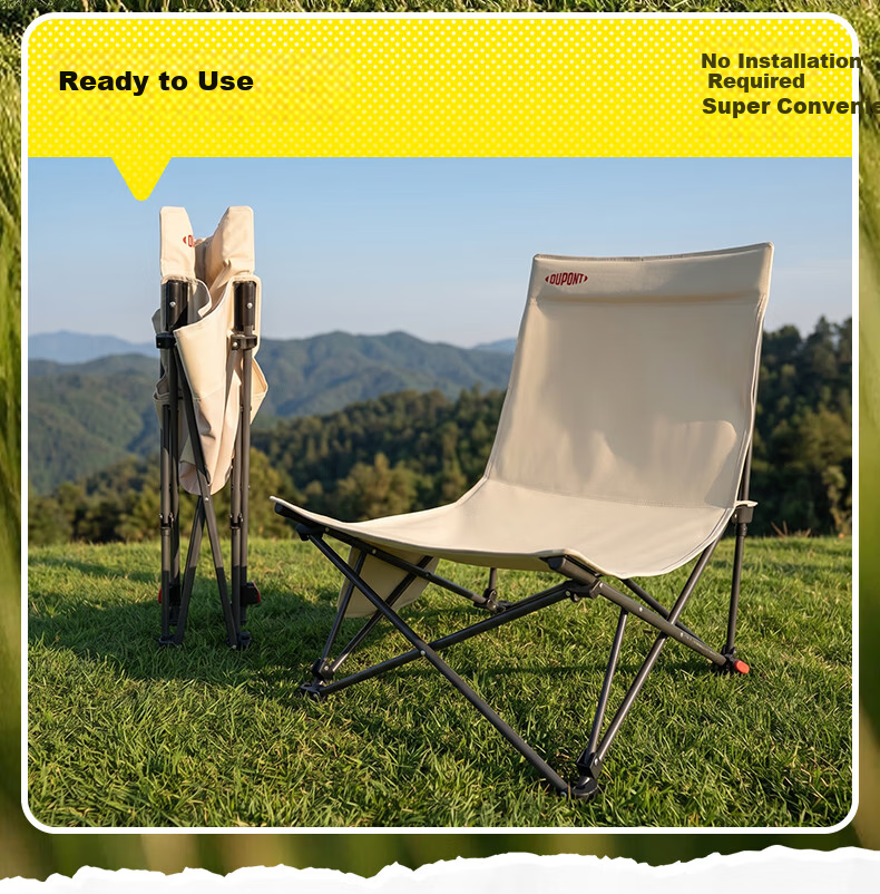 DU PONT Outdoor Folding Camping Chair Adjustable Footrest Recliner Multipurpose Chair 15