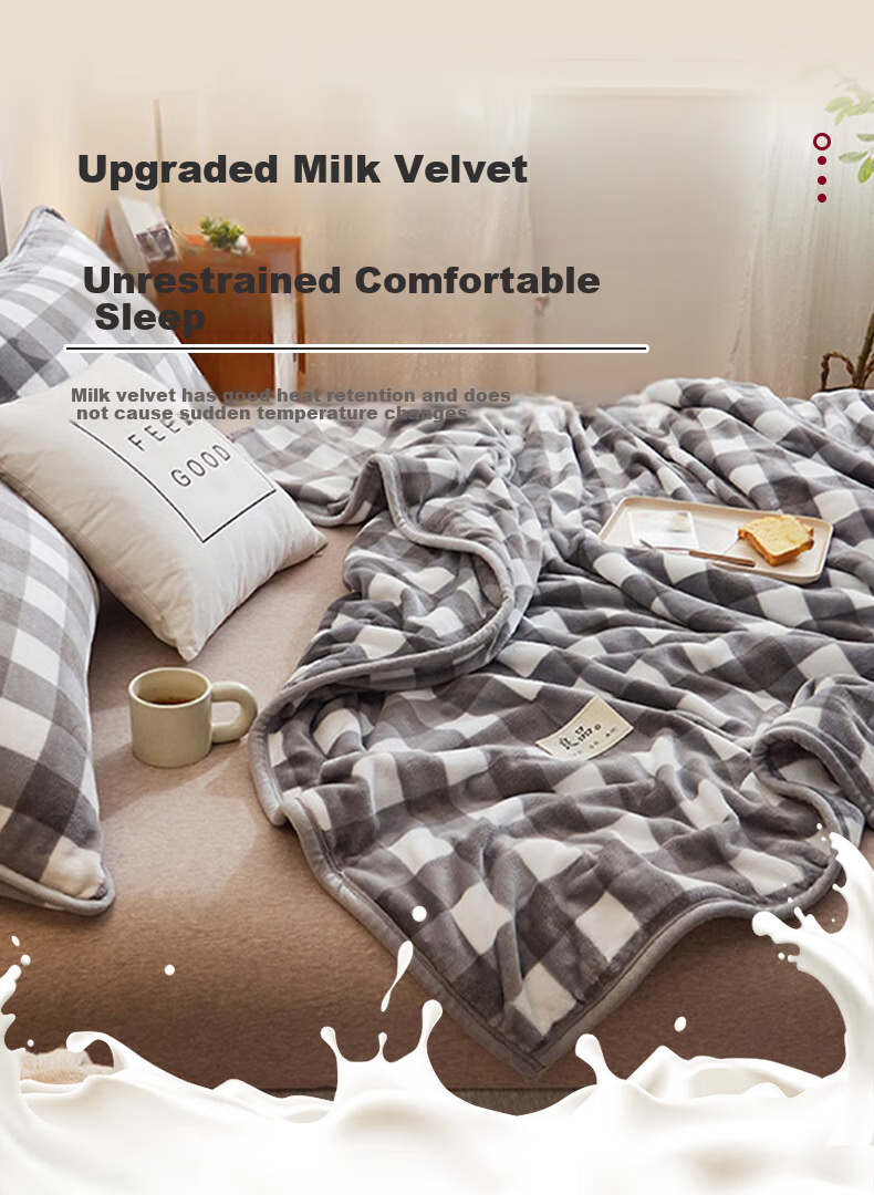 Aiwei Thick Plush Sofa Blanket Fleece Throw Bedspread Plush Quilt Cover Nap Blanket 150x200cm Gray Large Check 2