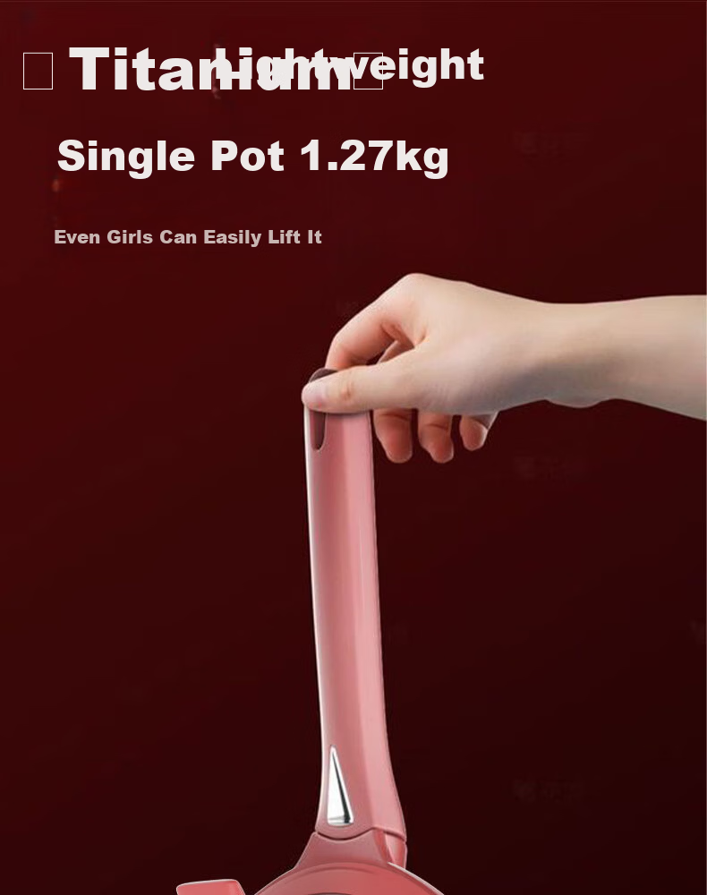 Oluode Purple Clay Non-Stick Health Titanium Alloy Frying Pan Stir-Fry Pan Household Flat Bottom Pan Compatible with Gas Stove and Induction Cooker 11