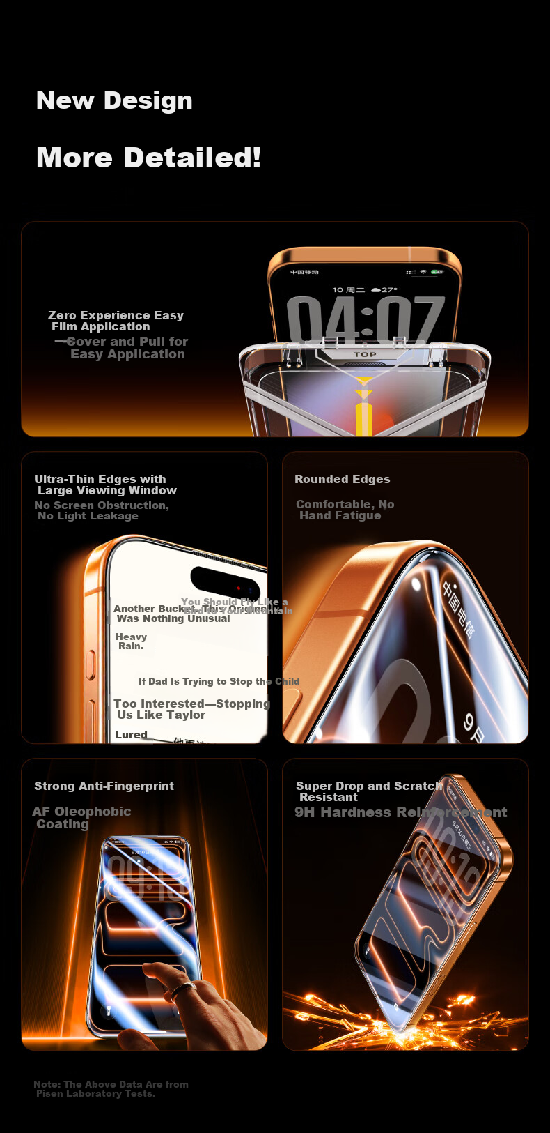 Pisen Tempered Glass Screen Protector for iPhone 17 Pro, HD Anti-Fingerprint, Dust-Free, Full Coverage, Shockproof, 2-Pack 7