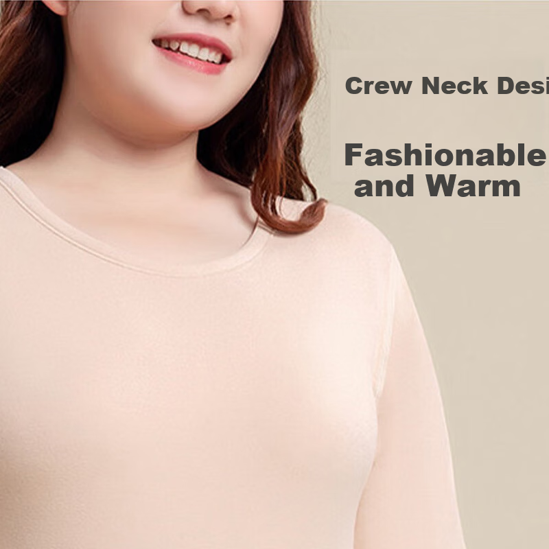 LangSha Plus Size Women's Wool and Silk Autumn Thermal Underwear 10A Antibacterial Warm Base Layer Top Extra Large for Plus Size Women