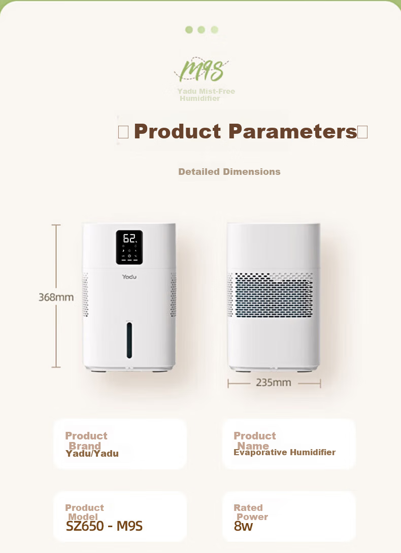 YADU Mist-Free Humidifier Bedroom Air Humidifier Baby Pure Home Office Desktop Cool Evaporation Portable Top-Fill Humidifier Heating Companion SZ650-M9SPro 10