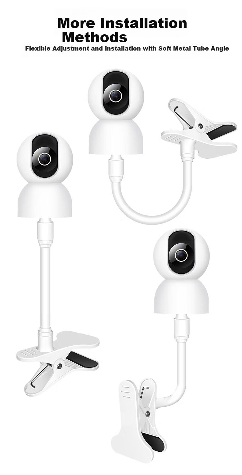 Liantuo Xiaomi Camera Mount No-Drill Indoor Surveillance Clip Camera Bracket Clamp for Curtain Rod Cabinet Baby Crib Side Hanging Compatible with Ezviz 360 Lechange 7