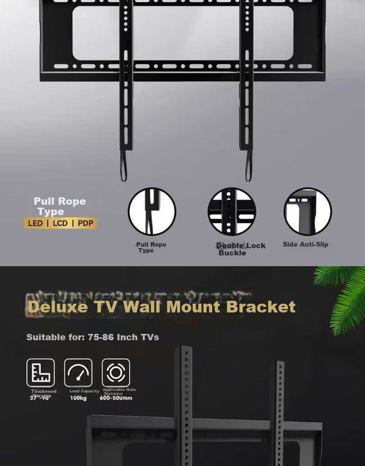 Aige Ultra-Thin Heavy-Duty Recessed TV Mount, Extendable Bracket for 65-90 Inch TVs, Compatible with Multiple Brands, TV Wall Mount, Doesn't Block Sockets Or Speakers, AG-P8 2