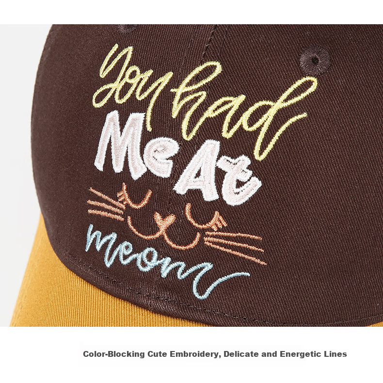 CACUSS Women's Baseball Cap Spring Summer Retro Colorblock Embroidered Cotton Soft Top Outdoor Face-Slimming Pink Brown 24