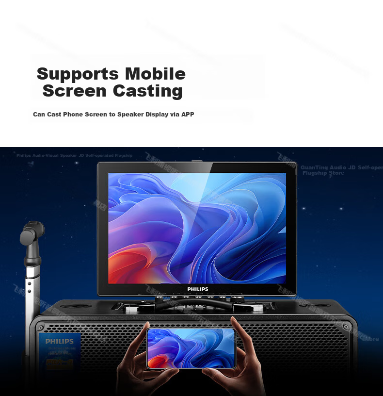 Philips Karaoke All-in-One Home KTV Sound System with Screen, Outdoor Portable Bluetooth Singing Speaker, SD370 Microphone 5