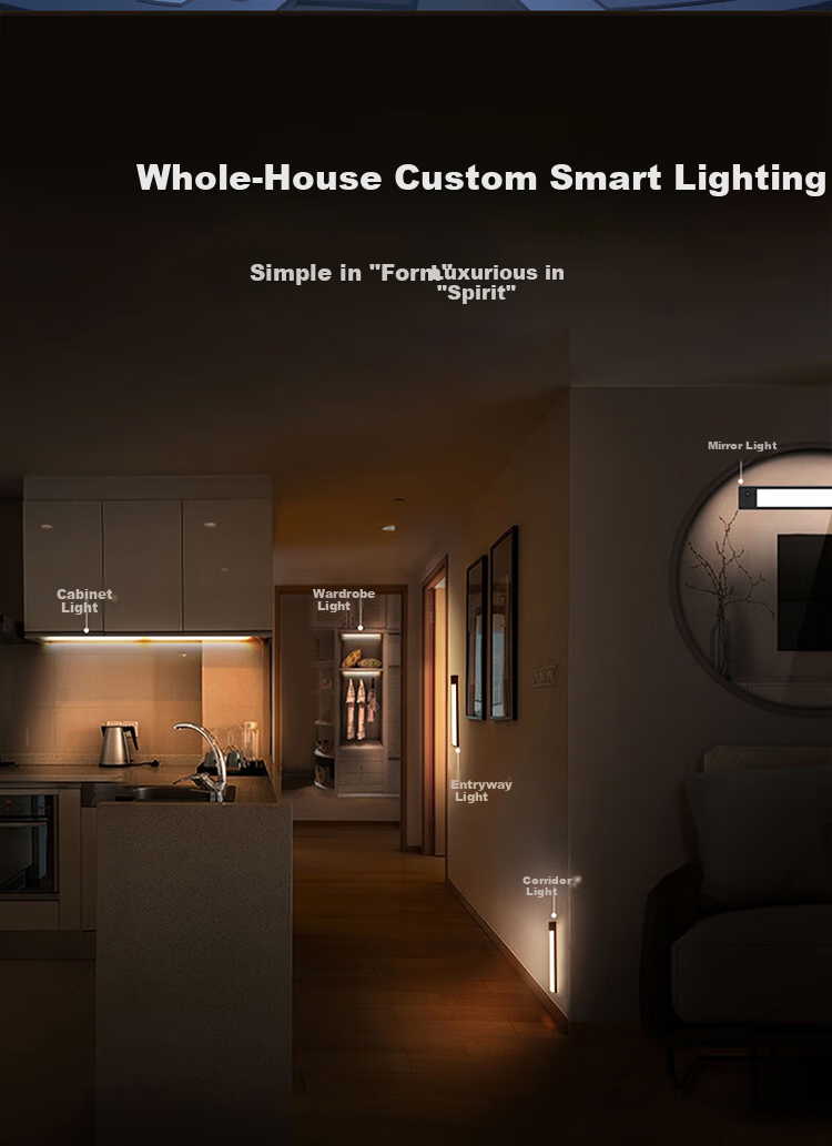 Datouren Motion Sensor Light Strip, Hallway Night Light, Bedroom Human Body Sensor Light, Bedside Lamp, Hallway Entrance Light, Cabinet Rechargeable Light 2