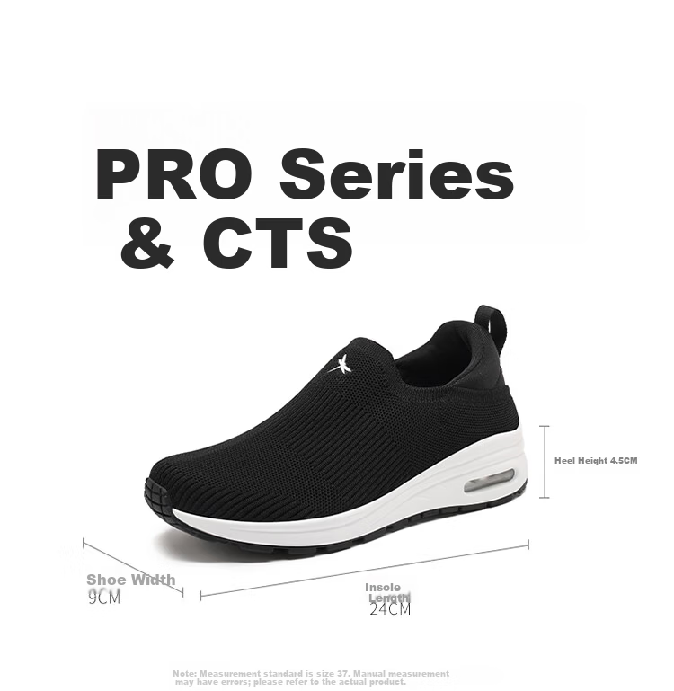 Red Dragonfly Women's Casual Shoes Autumn Breathable Slip-On Lightweight Soft Sole Lazy Height-Increasing Sports Shoes EXB351131 Black Size 35 8