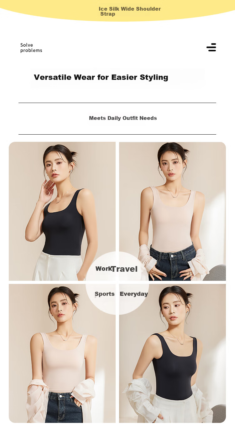 Langsha Women's Ice Silk Padded Camisole Bra Integrated Thin Summer White Sports Underwear 3