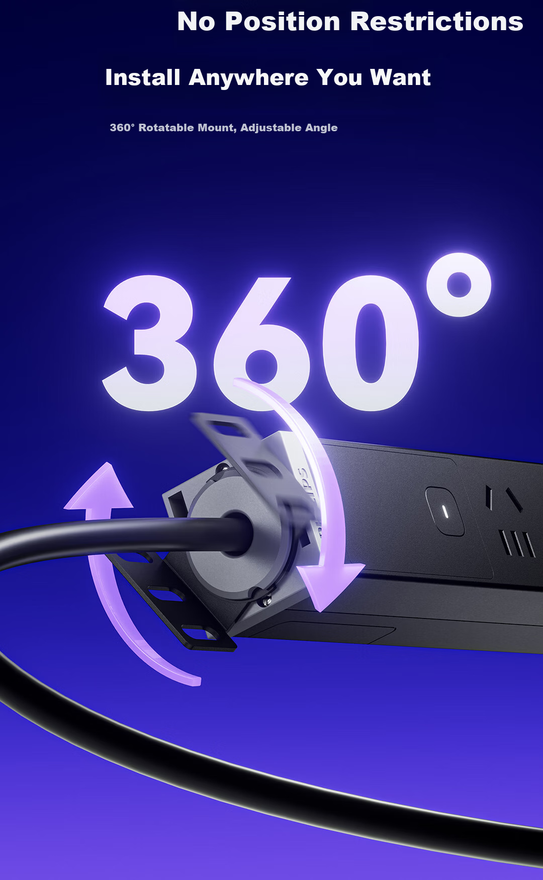 PHILIPS PDU Desktop Gaming Office Computer Adjustable Desk Power Strip 8 Outlets 1.8m Overload Switch Surge Protection No-Drill Under-Desk Extension Cord Socket 4