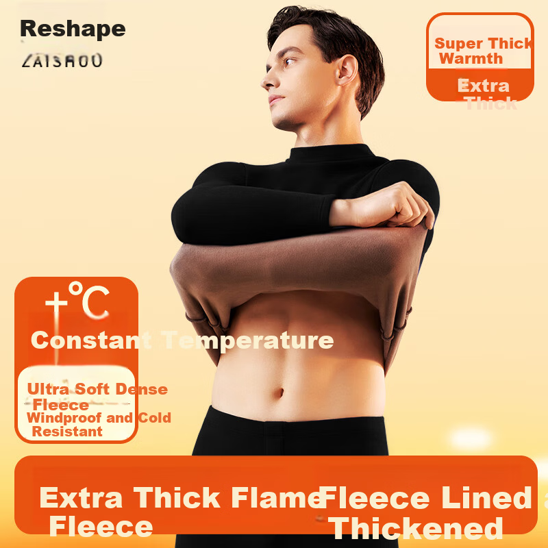 Zaisu Half Turtleneck Thermal Underwear Men Fleece Thickened Heat Retaining Warm Autumn Winter Cold Protection Innerwear Set