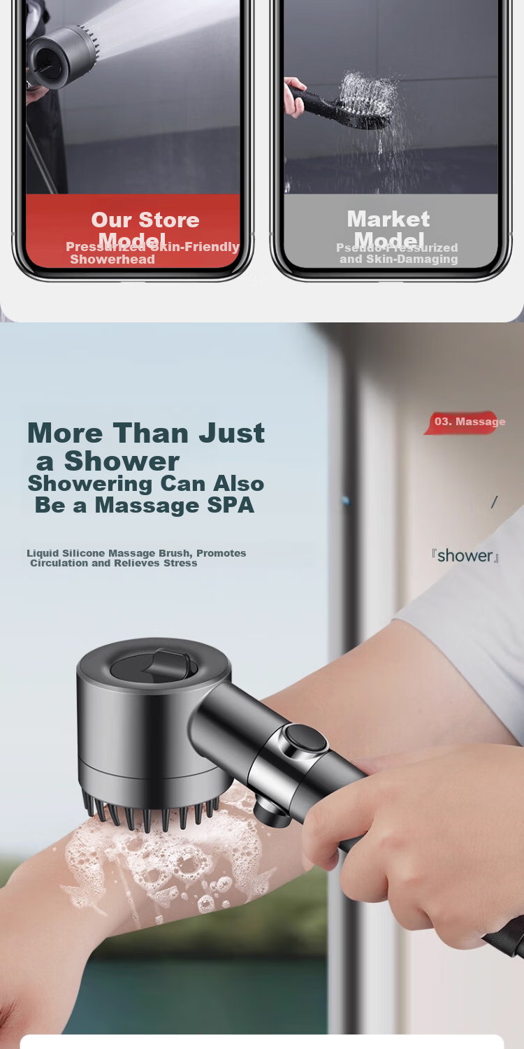 ILeddog [Germany] Shower Head Handheld Filtered Shower Head with Massage Silicone Brush DP-01 3