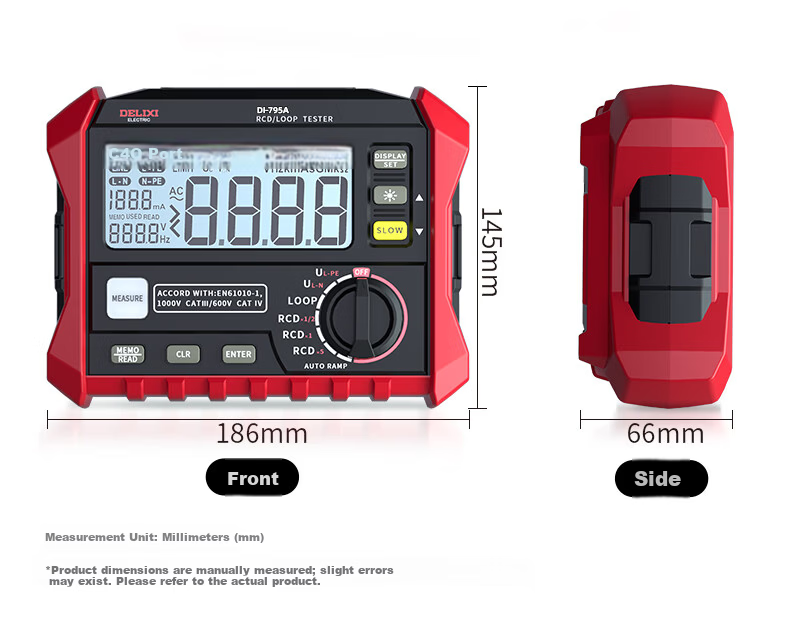 DELIXI ELECTRIC Leakage Protection Switch Tester with Voltage and Loop Resistor, Leakage Current Measurement 10-500mA 6
