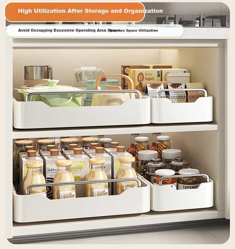 Shuaishi Kitchen Storage Rack, Cabinet Pull-Out Basket, Drawer-Style Spice Organizer, Dish And Bowl Storage Shelf, Pull-Out Bowl And Plate Storage Rack 6